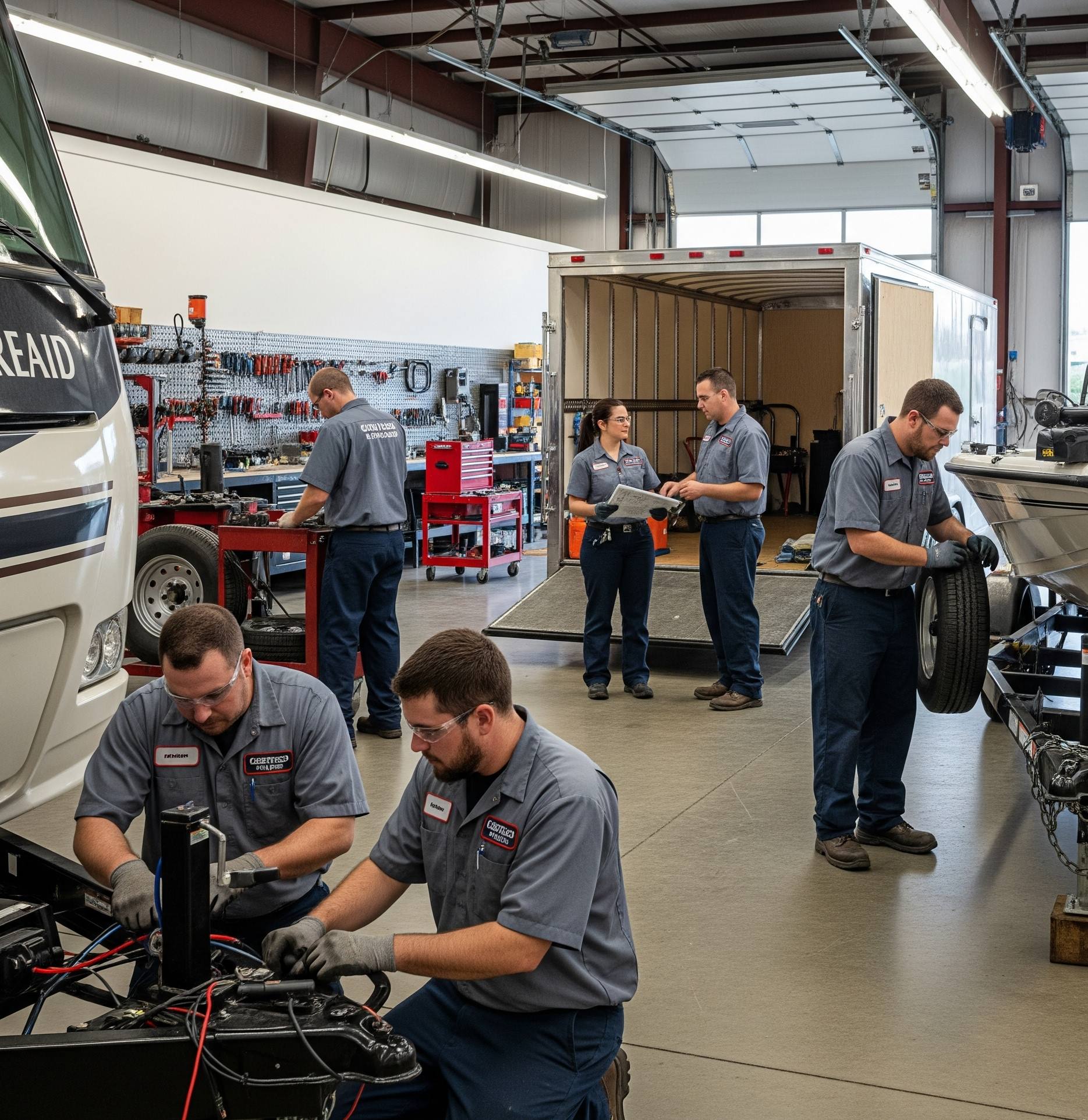 Castle's Auto Trailer Repair Services professional team working in our modern workshop facility